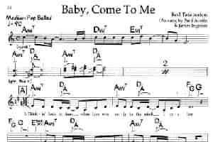 Baby,Come To Me（带和弦五线谱） 外国歌曲谱