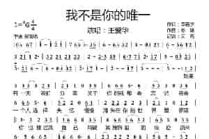  我不是你唯一 通俗唱法曲谱