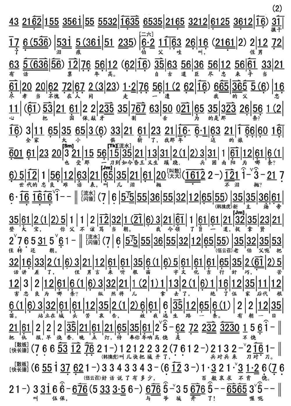 恨杨广斩忠良谗臣当道（《南阳关》选段、琴谱） 京剧唱谱_第2张