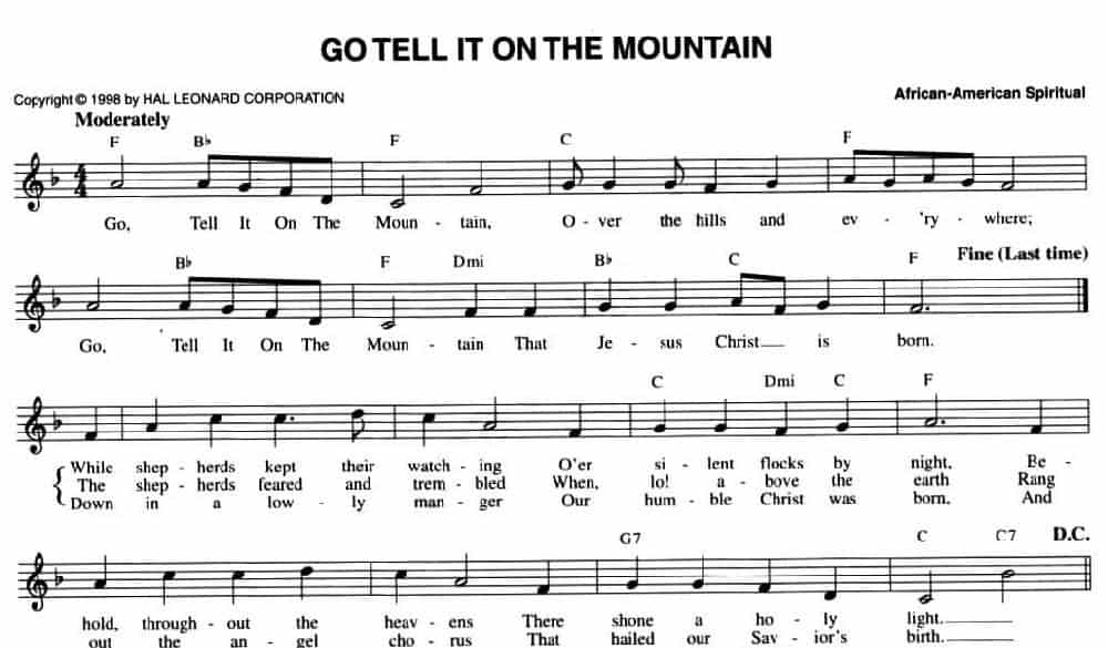 GO TELL IT ON THE MOUNTAIN 外国歌曲谱_第1张