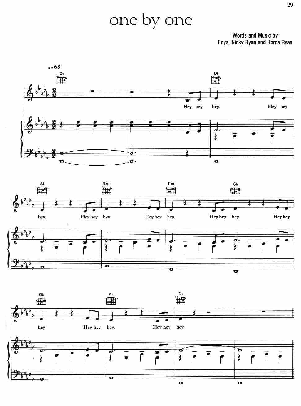ONE BY ONE （一个又一个）（正谱） 外国歌曲谱_第1张