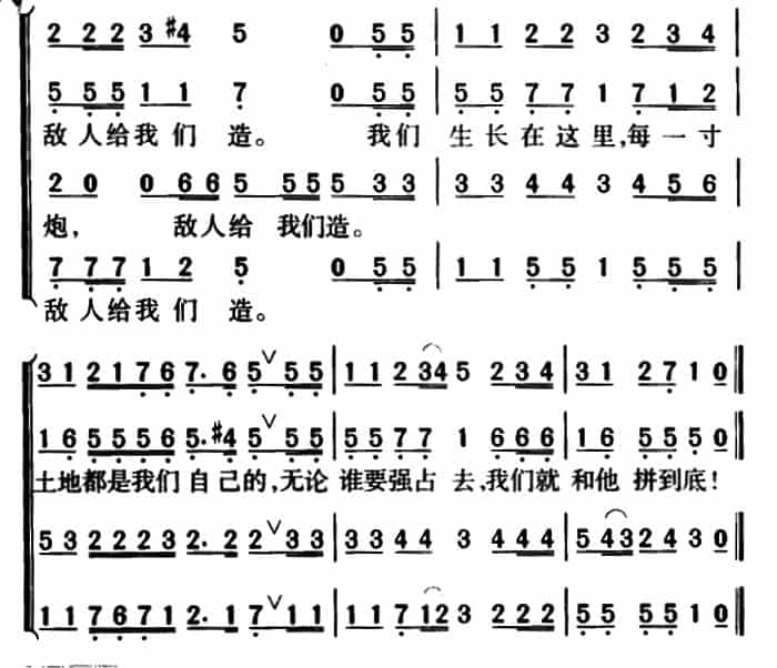 军歌金曲：游击队歌 合唱歌曲谱_第3张
