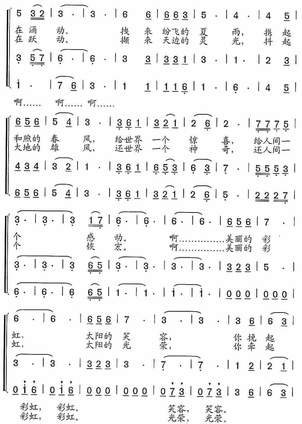 太阳的笑容（女声三重唱） 合唱歌曲谱_第2张