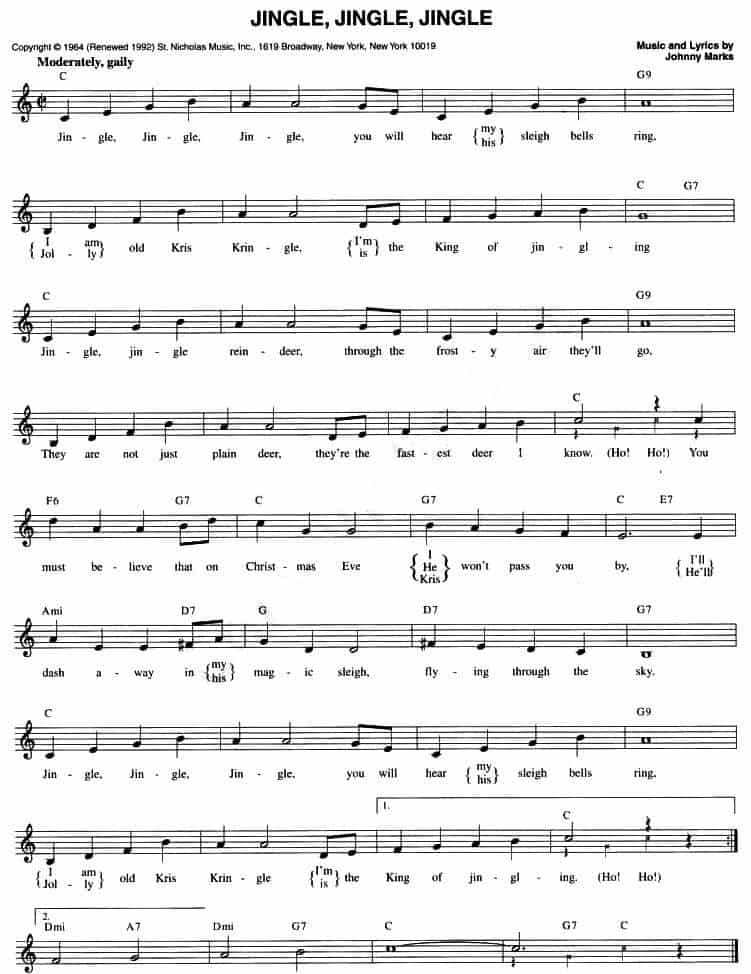 JINGLE,JINGLE,JINGLE 外国歌曲谱_第1张