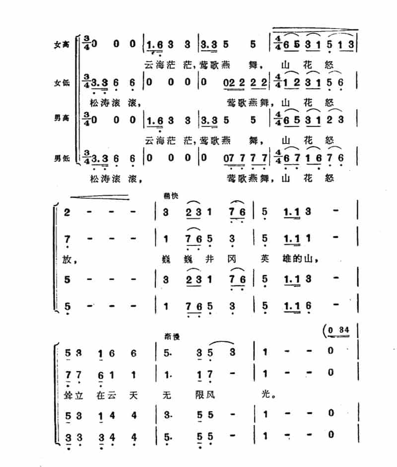 井冈山，革命的摇篮 合唱歌曲谱_第2张