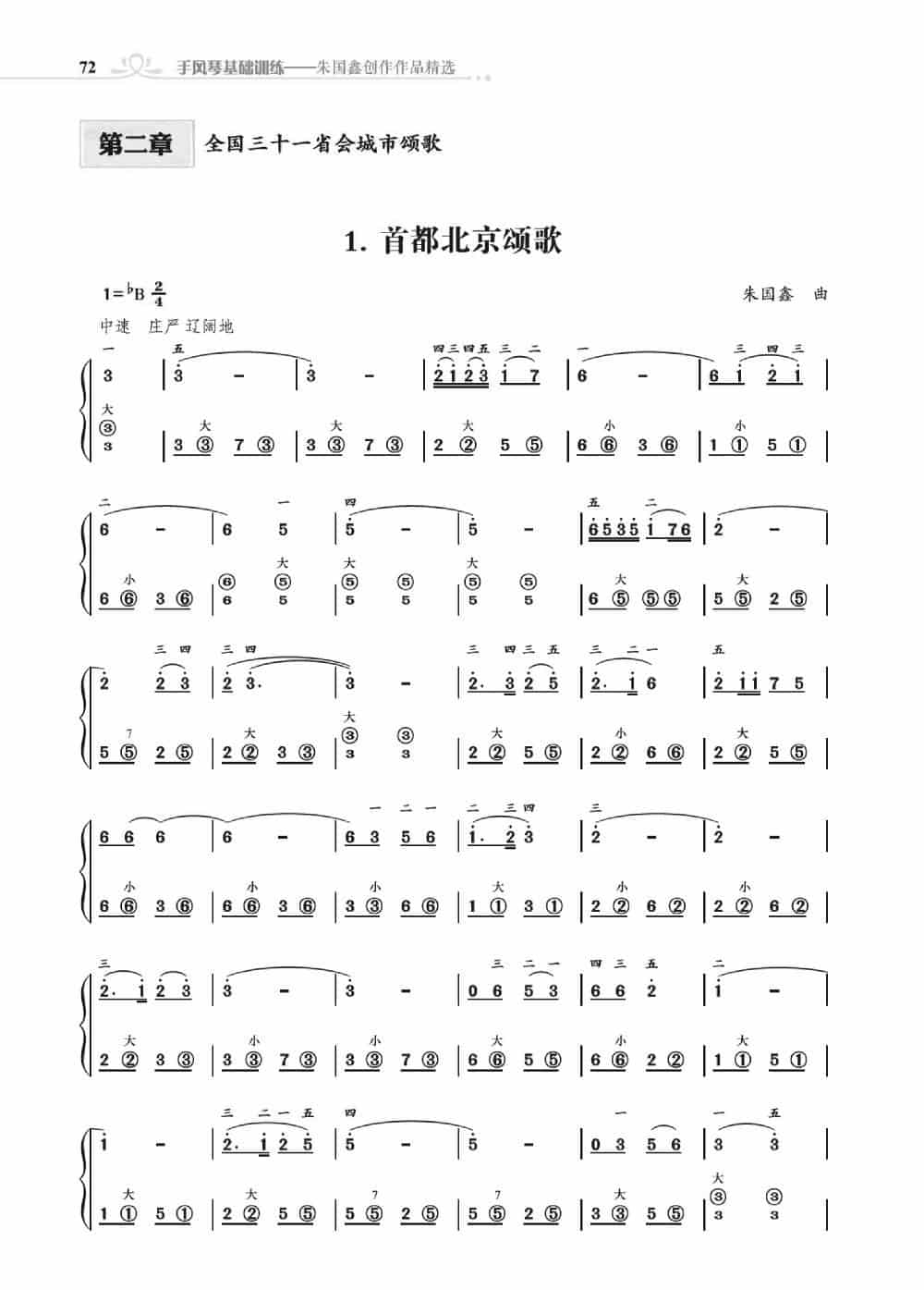 手风琴基础训练附录31首省城颂歌（朱国鑫编著） 歌谱_第1张