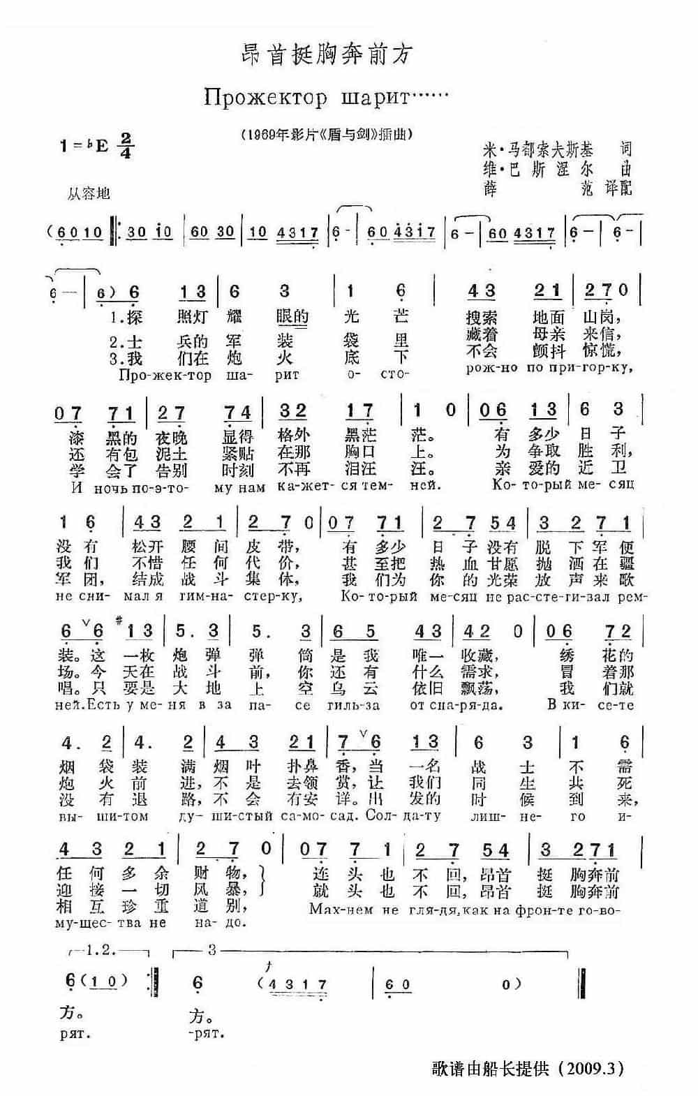 昂首挺胸奔前方（前苏联） 外国歌曲谱_第1张