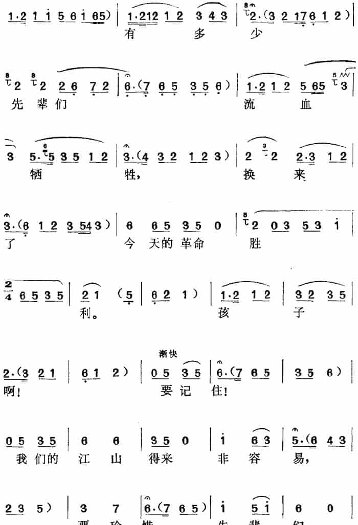 《年青的一代》选曲：孩子啊！你们要争气，要警惕！（林坚唱段） 黄梅戏谱_第2张
