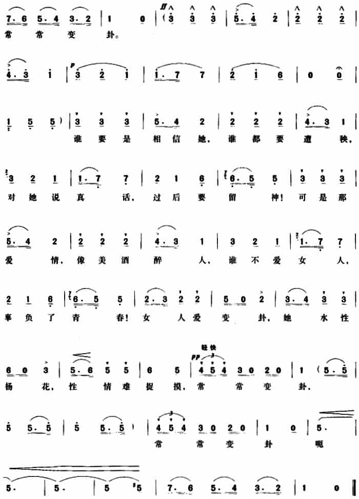 女人善变 （歌剧《弄臣》选曲、公爵的歌谣） 外国歌曲谱_第2张