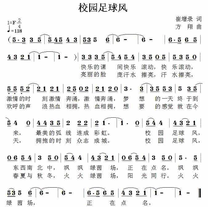 校园足球风 少儿歌曲谱_第1张