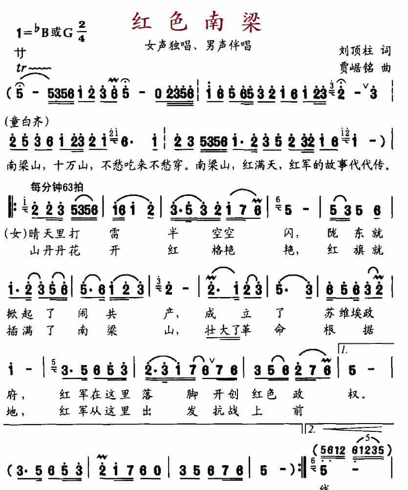 红色南梁（刘顶柱词 贾崌铭曲） 合唱歌曲谱_第1张