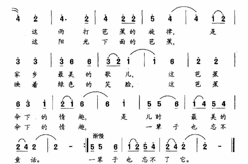 芭蕉伞下 少儿歌曲谱_第2张