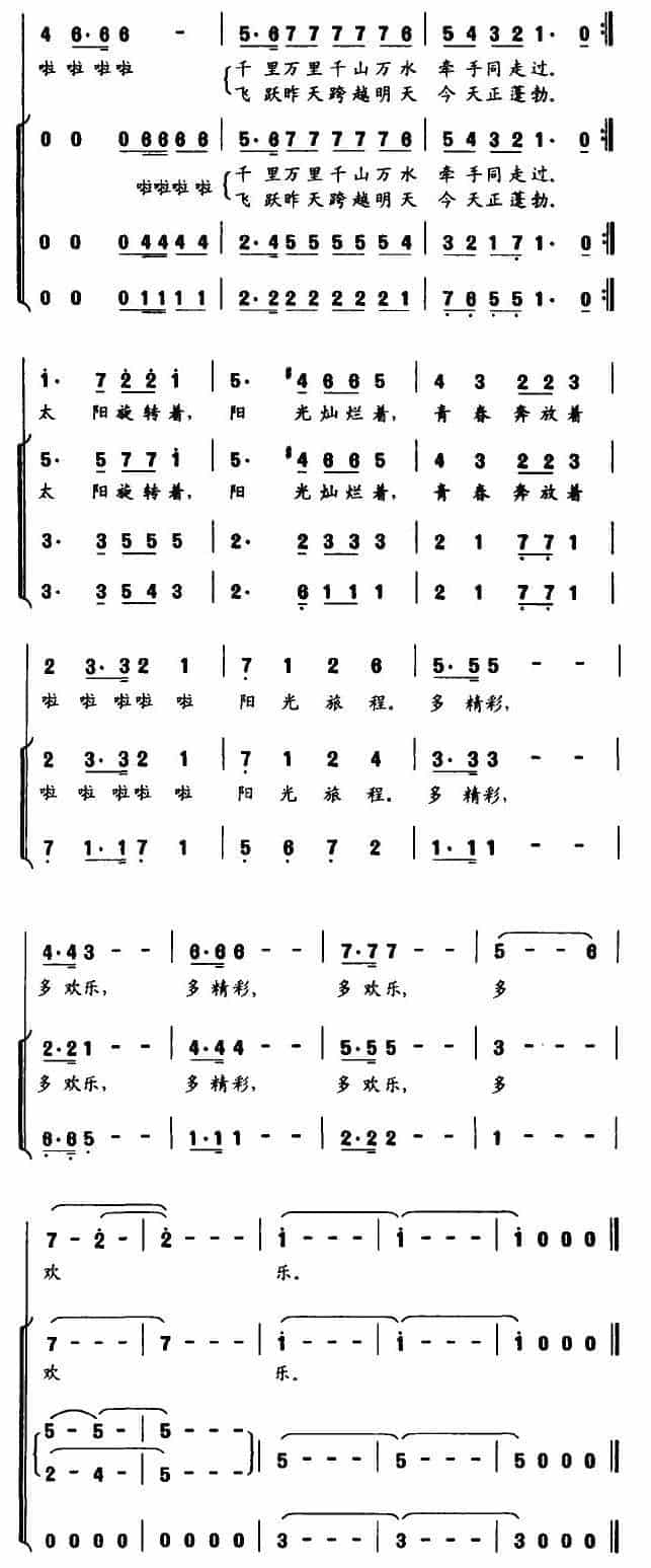 阳光灿烂着 合唱歌曲谱_第2张