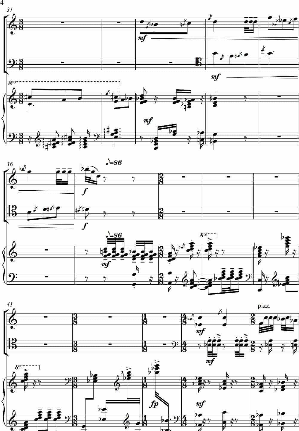 山花烂漫（为小提琴·大提琴·钢琴而作）（For Violin Violoncello And Piano） 歌谱_第4张