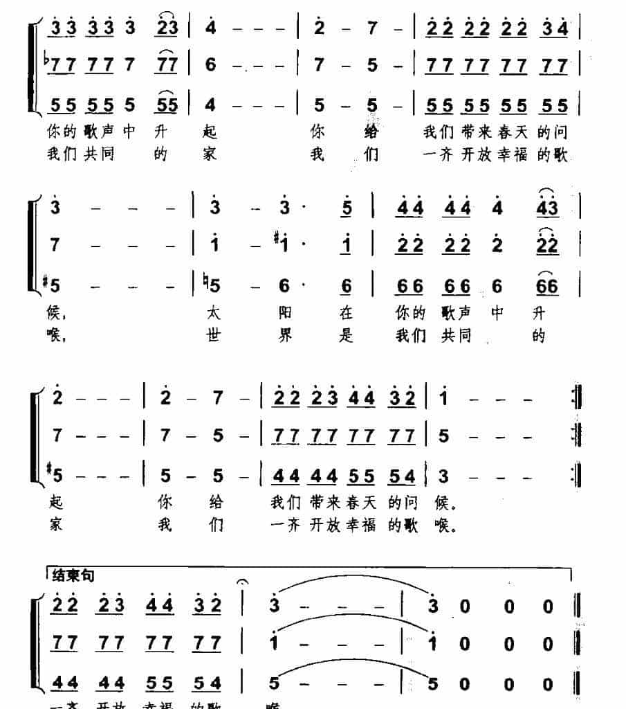 小鸟小鸟别飞走（合唱） 少儿歌曲谱_第2张
