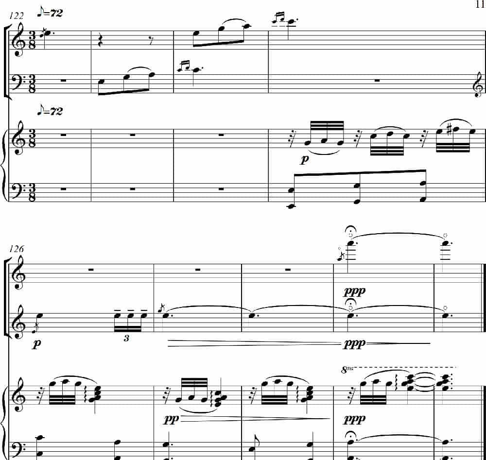 山花烂漫（为小提琴·大提琴·钢琴而作）（For Violin Violoncello And Piano） 歌谱_第11张