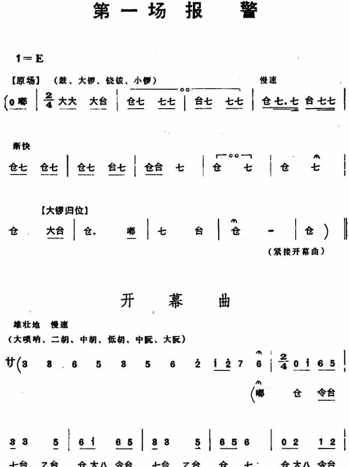 穆桂英挂帅 （第一场 报警） 京剧唱谱_第1张