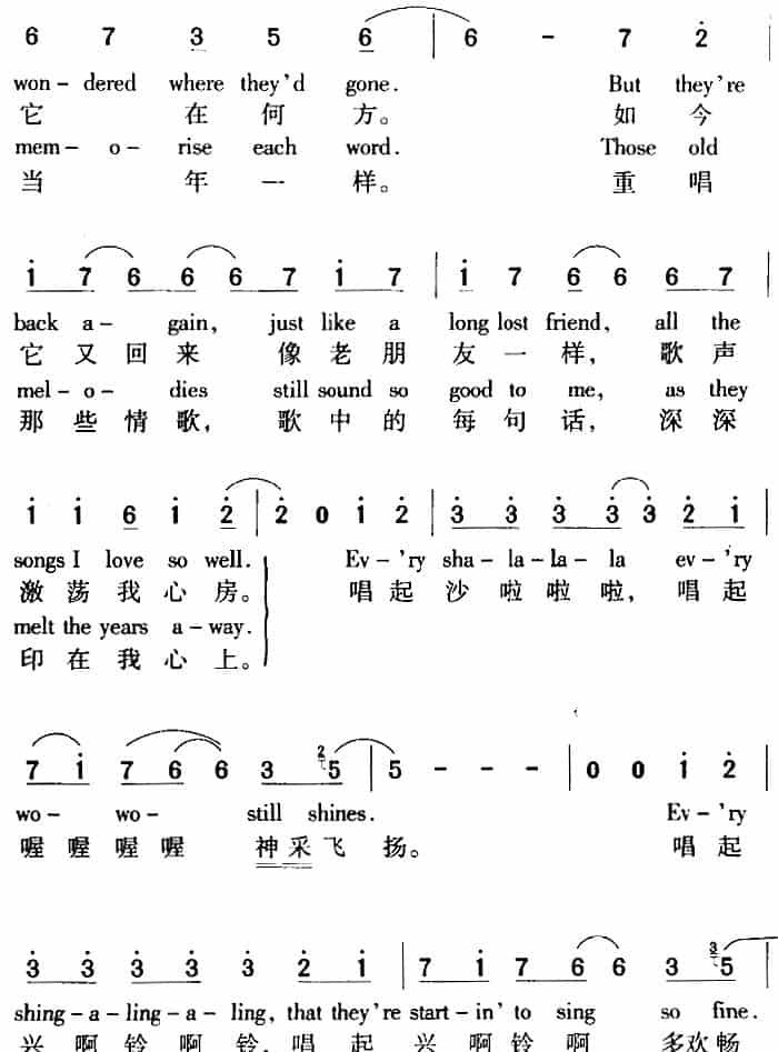 Yesterday Once More 昨天再来（中外文对照） 外国歌曲谱_第2张