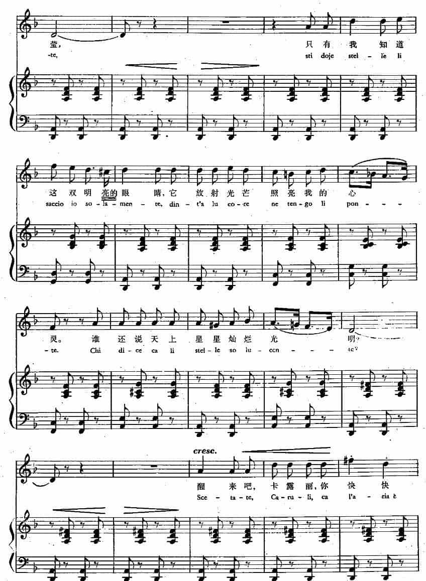  [意]玛莱卡莱（中外文对照、正谱） 外国歌曲谱_第5张